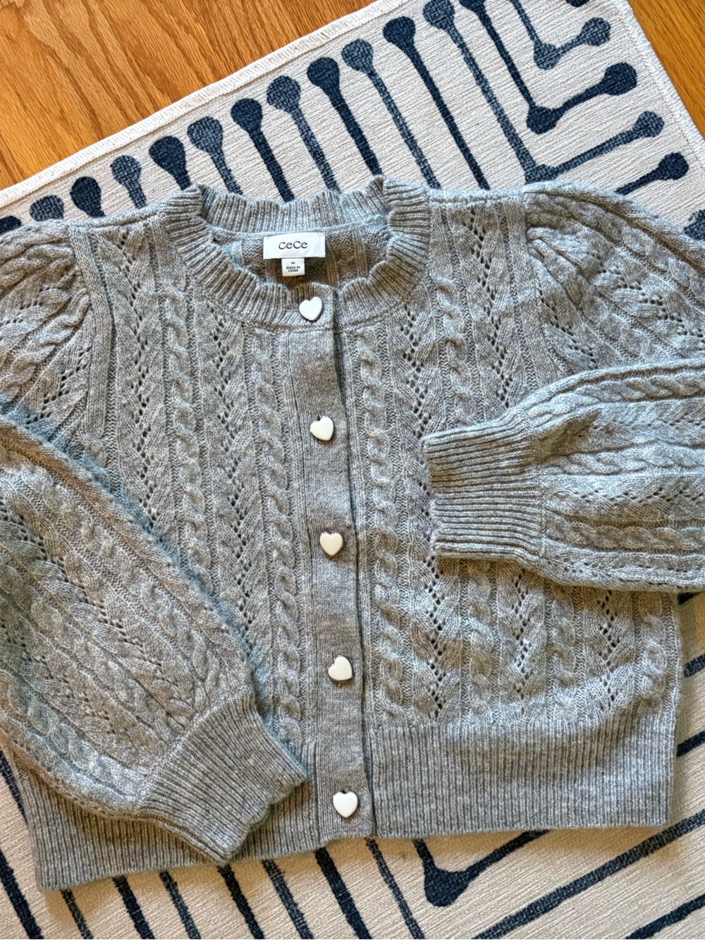 Cozy Grey Cable Knit Crop Cardigan Sweater